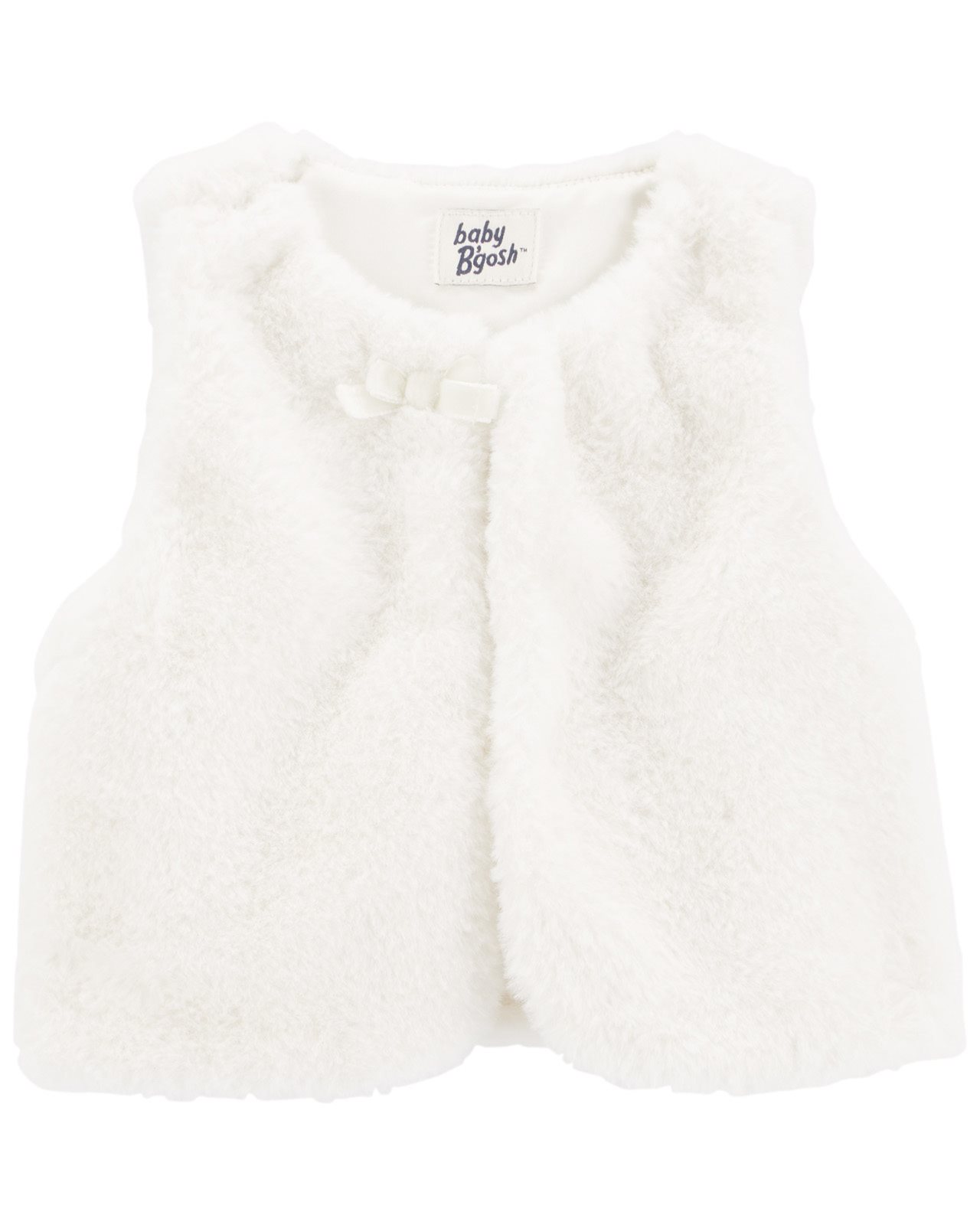 White faux fur vest