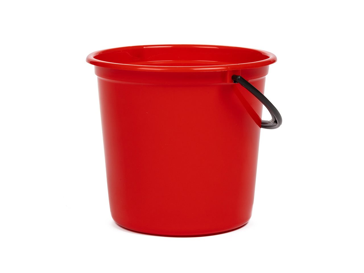 Bright red bucket with black handle