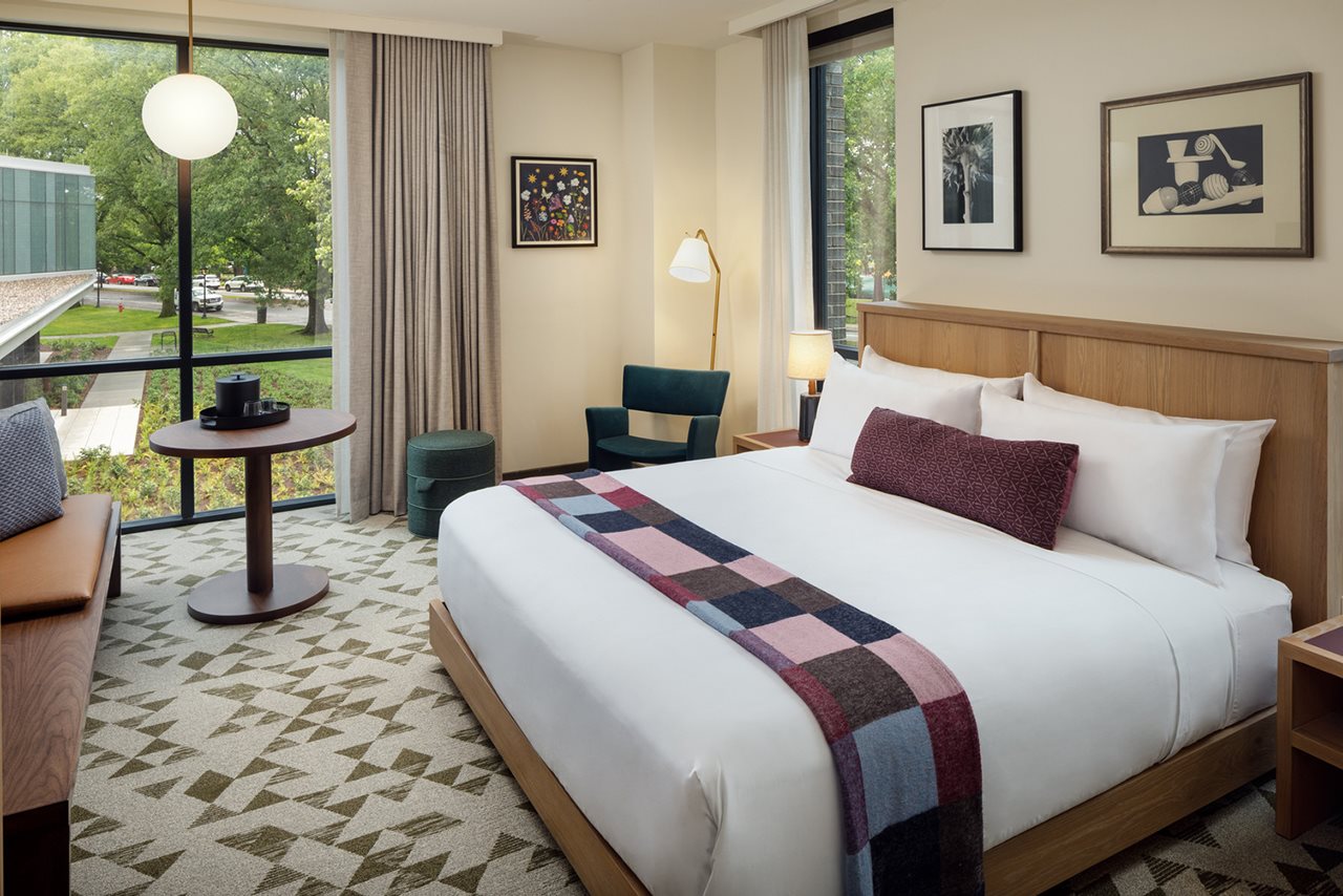 Interior hotel room at The Heartwood at Vassar