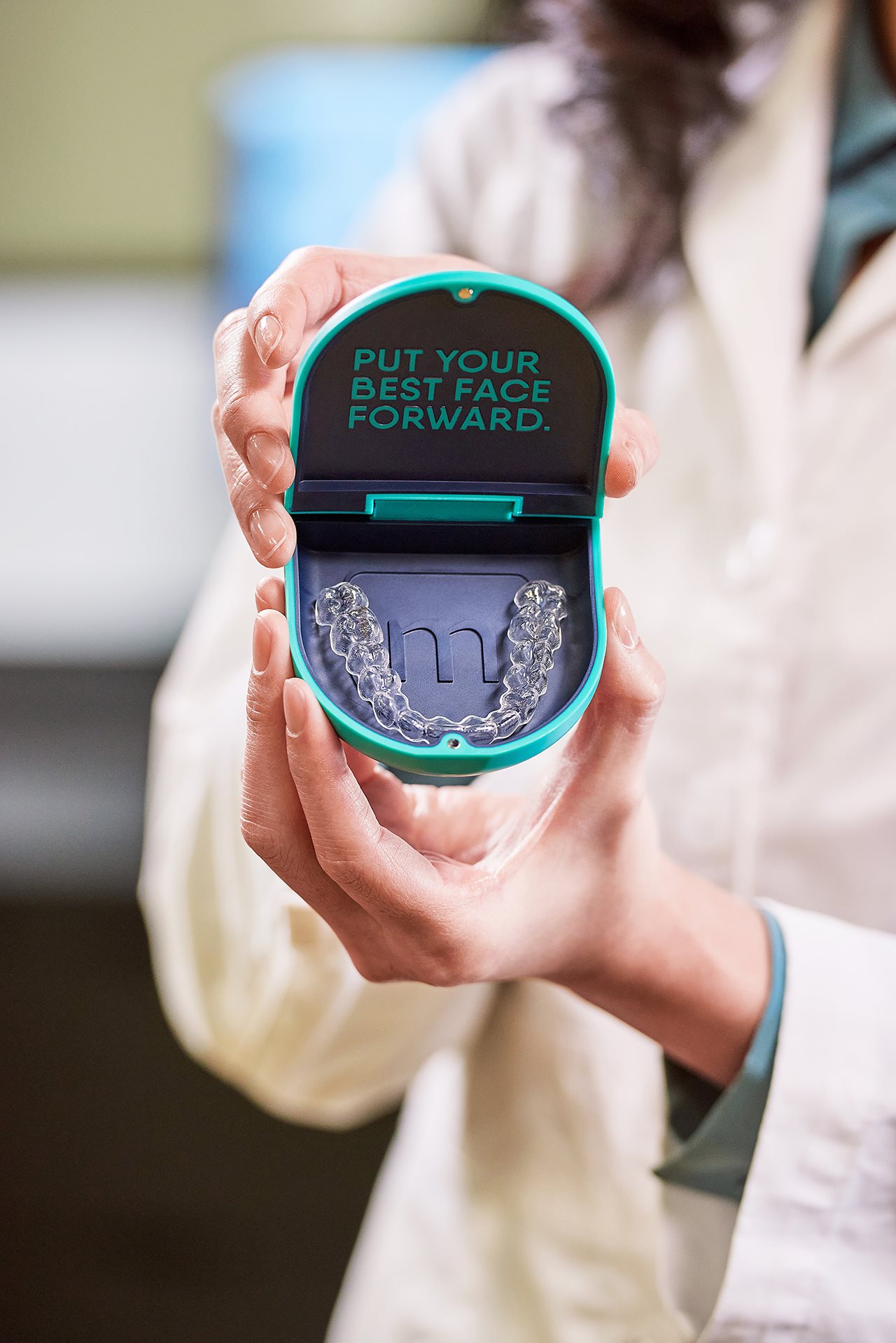 A box containing a dental retainer