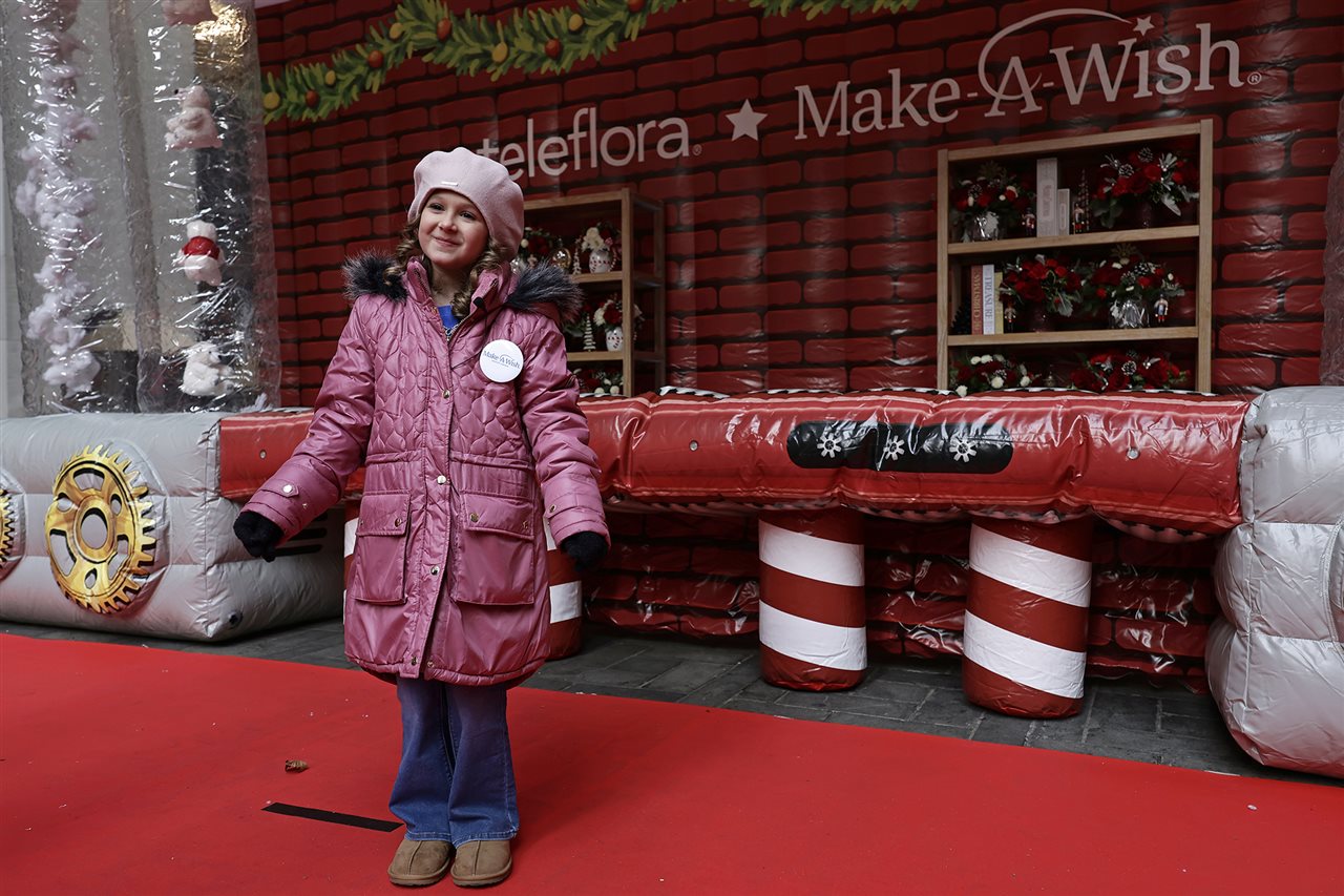 Nine-year-old Rooney from Yorktown, Virginia, at the site ofTeleflora's Wish Bear Workshop Benefitting Make-A-Wish at Rockefeller Center.