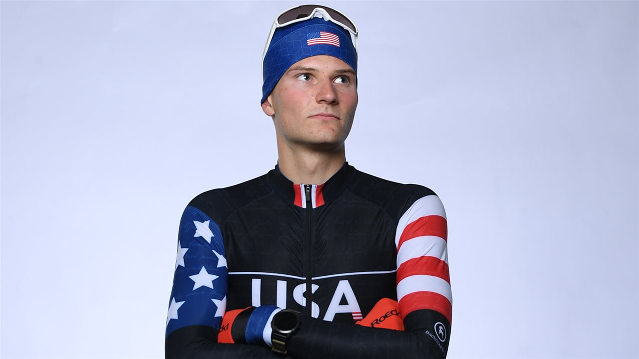 Sgt. Ben Loomis, wearing competition uniform, will make his third appearance at the Games in Nordic combined, a sport that combines endurance with adrenaline.